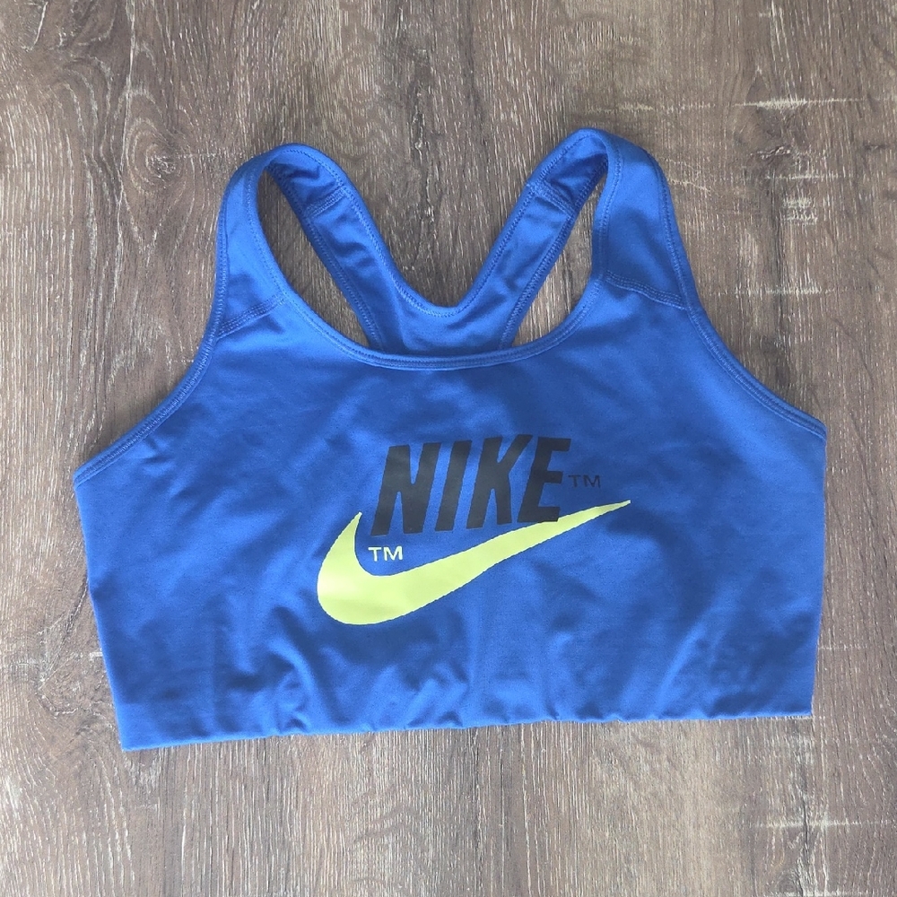 Nike Royal Blue Sports Bra with Neon Swoosh Logo 1X